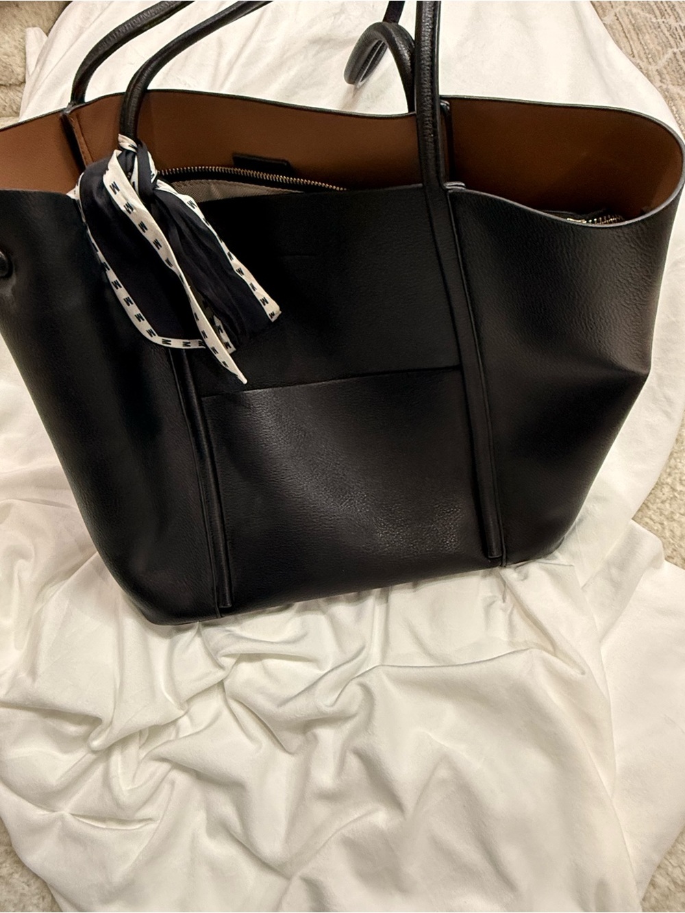 Unlisted Black Shoulder Tote with Scarf Accent